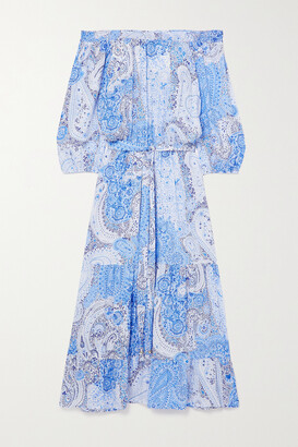 Melissa Odabash Condor Off-the-shoulder Belted Paisley-print Georgette Midi Dress - Blue
