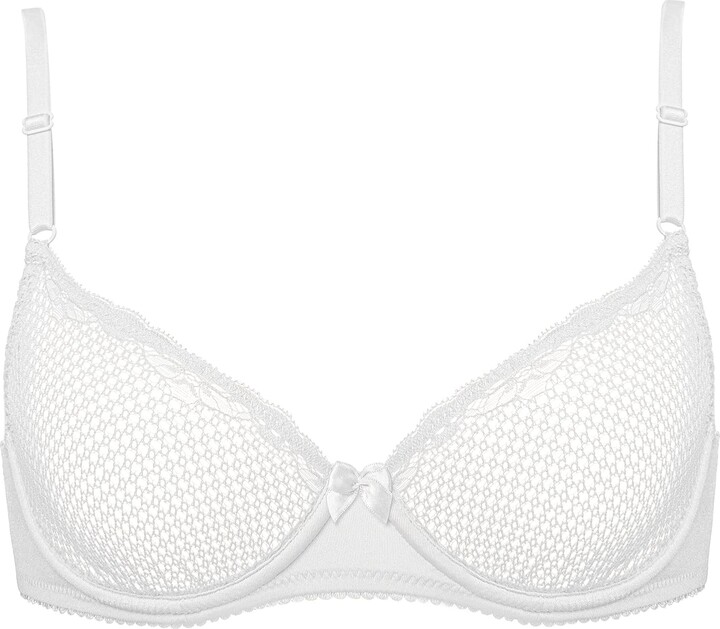 Women's Underwired See Through Sheer Bra and Panties Mesh Unlined