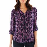 Thumbnail for your product : JCPenney a.n.a Mandarin Collar Chiffon Popover Top - Petite