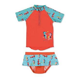 Sterntaler Girls 2-piece Swimsuit with Short Sleeve Swimming Shirt and Trouser Skirt, UV protection 50+, age: 2-4 years, Size: 3-4, Sea Blue