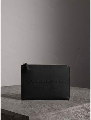 Burberry Embossed Leather Ziparound Pouch and Coin Case