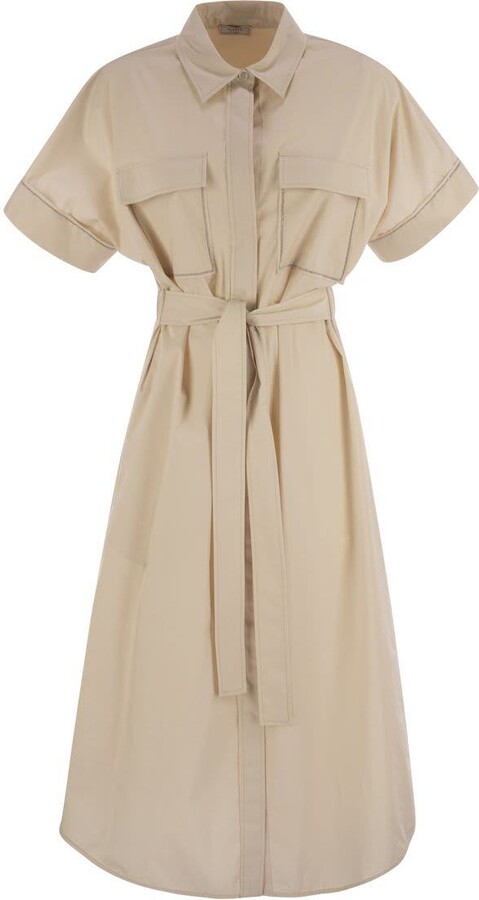 Peserico Light Stretch Cotton Satin Chemisier Dress