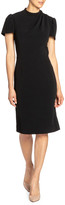 Thumbnail for your product : Santorelli Short-Sleeve Crepe Sheath Dress w/ Front Neck Detail