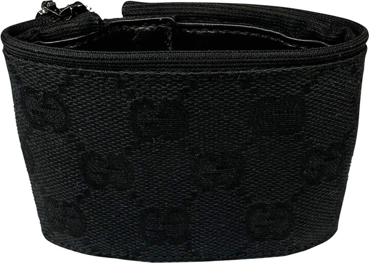 Gucci 2000s By Tom Ford Black 'gg' Monogram Wrap Pouch Bracelet