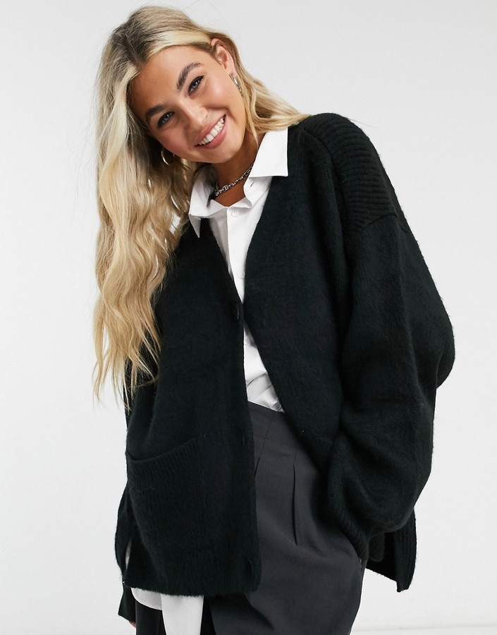 Topshop oversized cardigan in black 