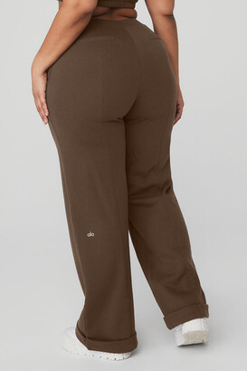Alo Yoga  High-Waist Trouser Wide Leg Pants in Espresso Brown