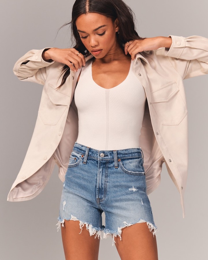 high rise 4 inch mom shorts abercrombie