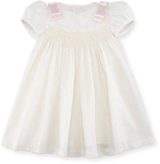 Luli & Me Ribbon Dotted-Tulle Dress, Size 3-24 Months