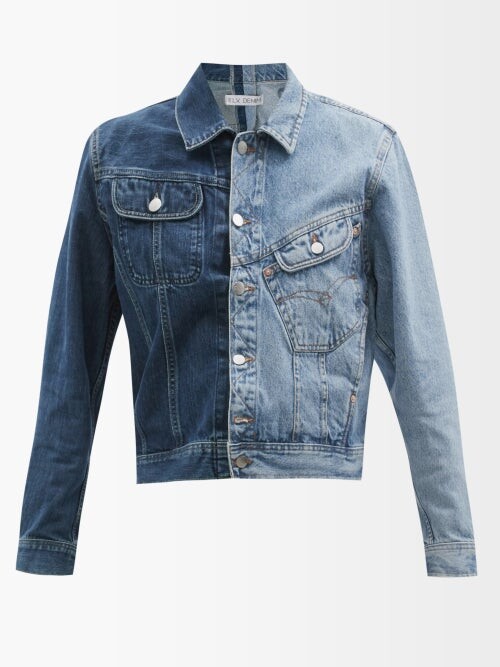 two tone denim jacket black