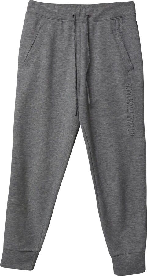 Armani Exchange Debossed LogonJogger Pants in Grey Cotton