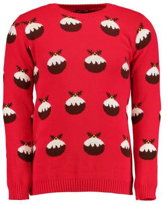 boohoo Charity All Over Christmas Pudding Jumper