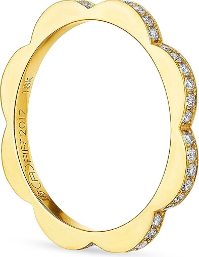 Cadar 18K Yellow Gold Bloom Diamond Outline Flower Stack Ring