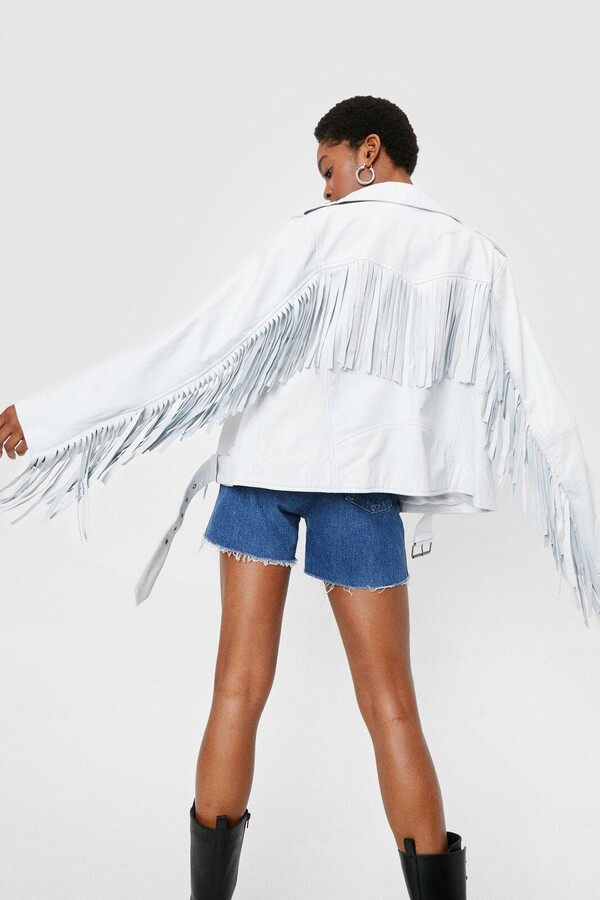 leather jacket fringe sleeves
