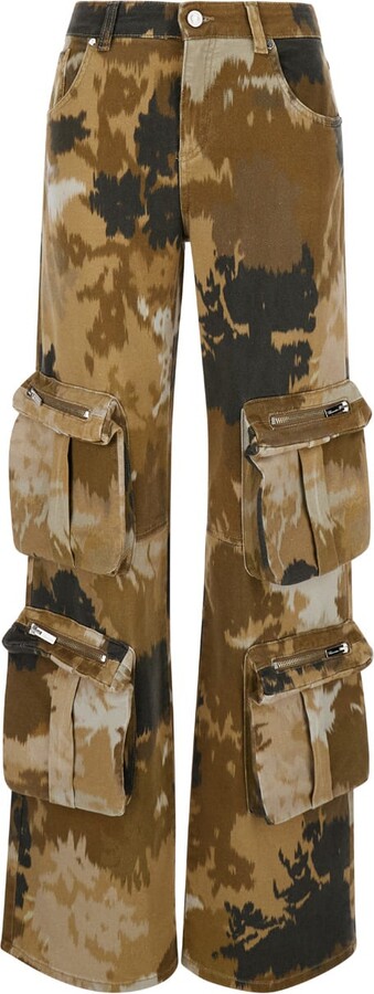 Blumarine Multicolor Cargo Pants With Camouflage Motif In Stretch Cotton Woman