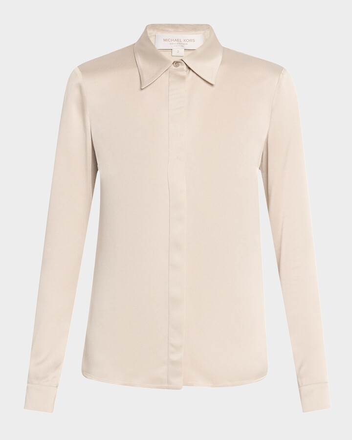 Michael Kors Collection Hansen Charmeuse Button-Front Shirt