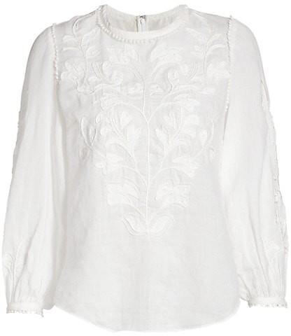 white embroidered peasant top