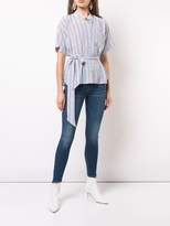 Thumbnail for your product : Frame striped belted collarless shirt
