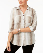 Thumbnail for your product : NY Collection Plus Size Printed Utility Shirt