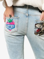 Thumbnail for your product : Gucci Embroidered Strawberry Leopard Skinny Jeans