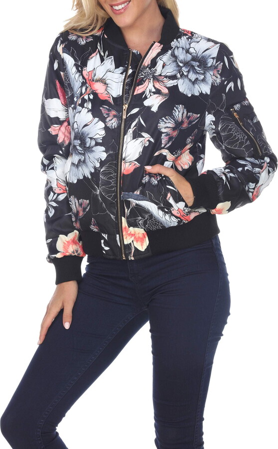 White Mark Fashion Women’s Floral Bomber Jacket