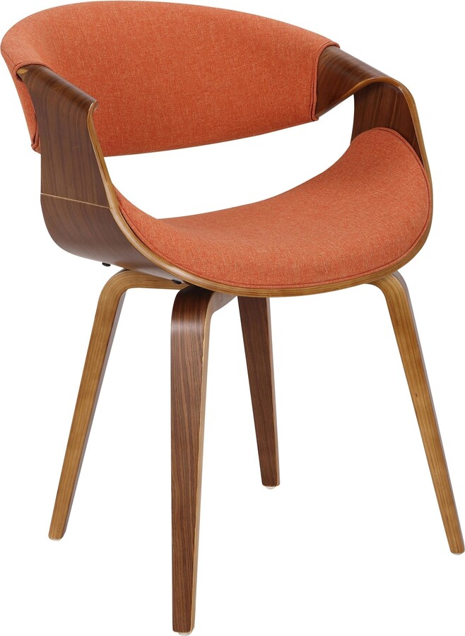 Contemporary Home Living 30.25" Brown Walnut Orange Fabric Curvo Mid Century Dining Chair