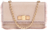 Thumbnail for your product : Ferragamo Beige Suede and Fabric Ginny Fringed Crossbody Bag