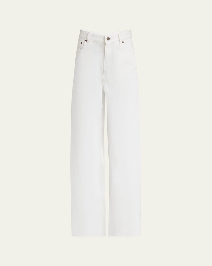 Chloé High-Rise White Denim Wide-Leg Palazzo Pants