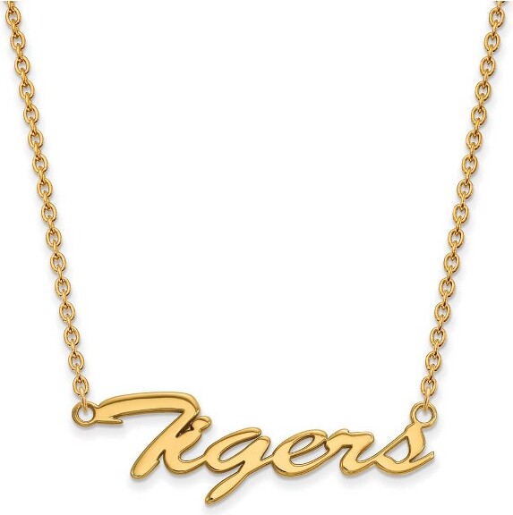 Black Bow Jewelry Co. BlackBowJewelry14kYellowGoldPlatedSterlingSilverClemsonTigersNCAAScriptNecklace18Inch