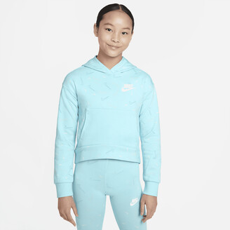 Nike Sportswear Big Kids' (Girls') Printed Fleece Hoodie in Blue