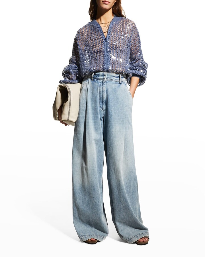 Brunello Cucinelli Sequined Fish Scale JuteBlend Bomber Jacket ShopStyle