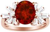 Thumbnail for your product : AFFY Oval Shape Simulated Red Garnet With White CZ Starburst Engagement Ring In 14K Rose Gold Over Sterling Silver,Ring Size-8