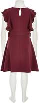 Thumbnail for your product : River Island Girls dark red belted frill skater dress
