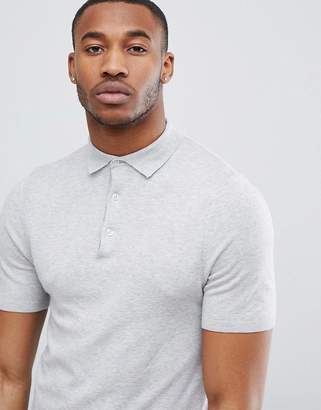 New Look Muscle Fit Polo Shirt In Gray