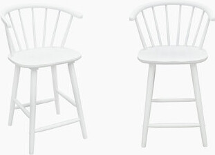 One Allium Way 2pc Contemporary Counter Height Stool Chair Spindle Back Wooden Kitchen Dining Room Furniture