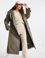 Thumbnail for your product : ASOS Petite ASOS DESIGN Petite trench coat with hood in stone