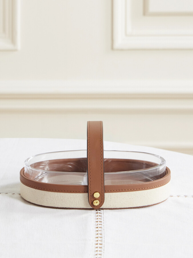 Ralph Lauren Home Garrett Leather, Canvas And Glass Double Nut Holder - Brown