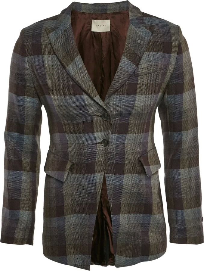 Qasimi Single-Breasted Plaid Blazer