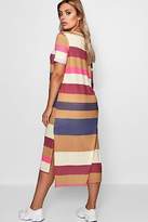 Thumbnail for your product : boohoo NEW Womens Plus Stripe Rolled Sleeve T-Shirt Dress in Polyester