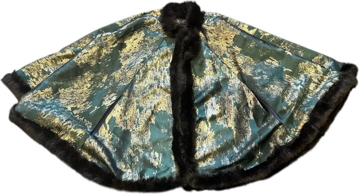 Suki Wang London Green / Gold Green Gold Wool Silk Poncho