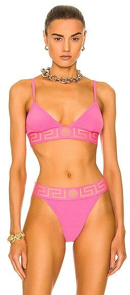 Versace Greca Border bikini top - ShopStyle Swimwear