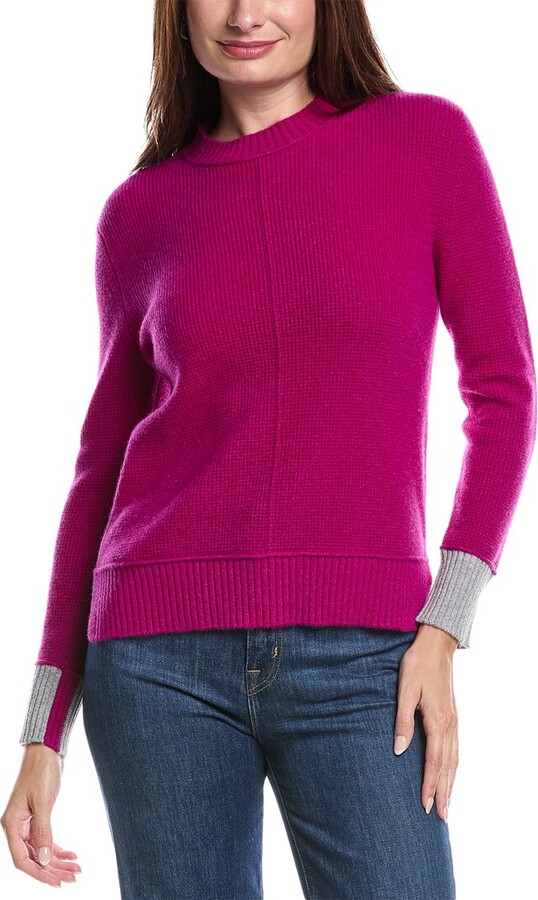 Forte Cashmere Contrast Trim Thermal Cashmere Sweater