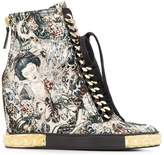 Thumbnail for your product : Casadei Japanese print wedged boots