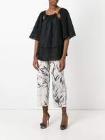 Thumbnail for your product : Blumarine Leaves Print Cropped Trousers