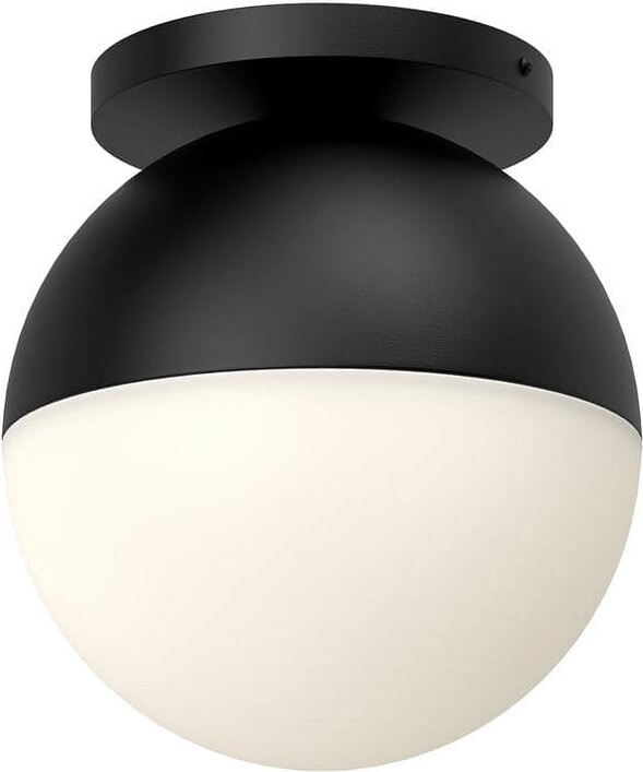KUZCO Monae 10 in. 1 Light 60-Watt Black/Opal Glass Flush Mount