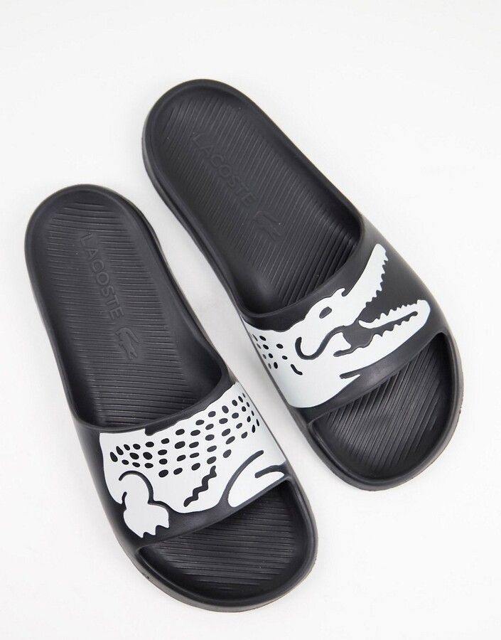 Lacoste Croco slides 2.0 in black - ShopStyle Flip Flop Sandals