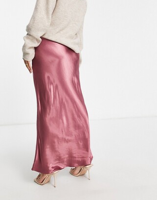 Topshop bias satin maxi skirt in rose - ShopStyle