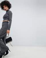 Thumbnail for your product : ASOS DESIGN two-piece silver glitter stripe straight leg pants