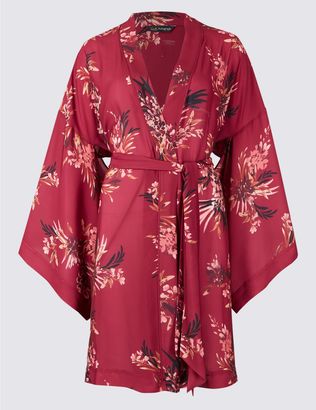 Marks and Spencer Satin Floral Print Dressing Gown