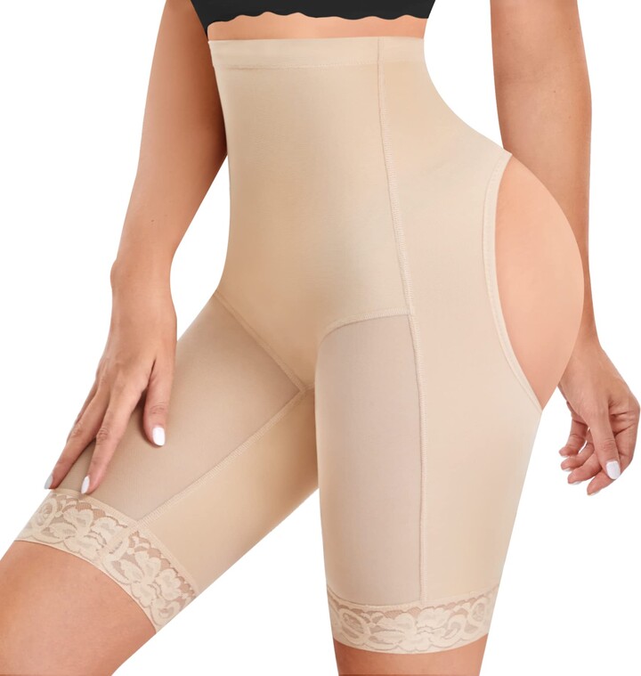 Irisnaya Shapewear Padded Butt Lifter Panties High Waist Trainer for Women Tummy Control Body Shaper Hip Enhancer Thigh Slim 