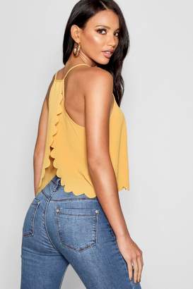 boohoo NEW Womens Scallop Split Back Cami in Polyester